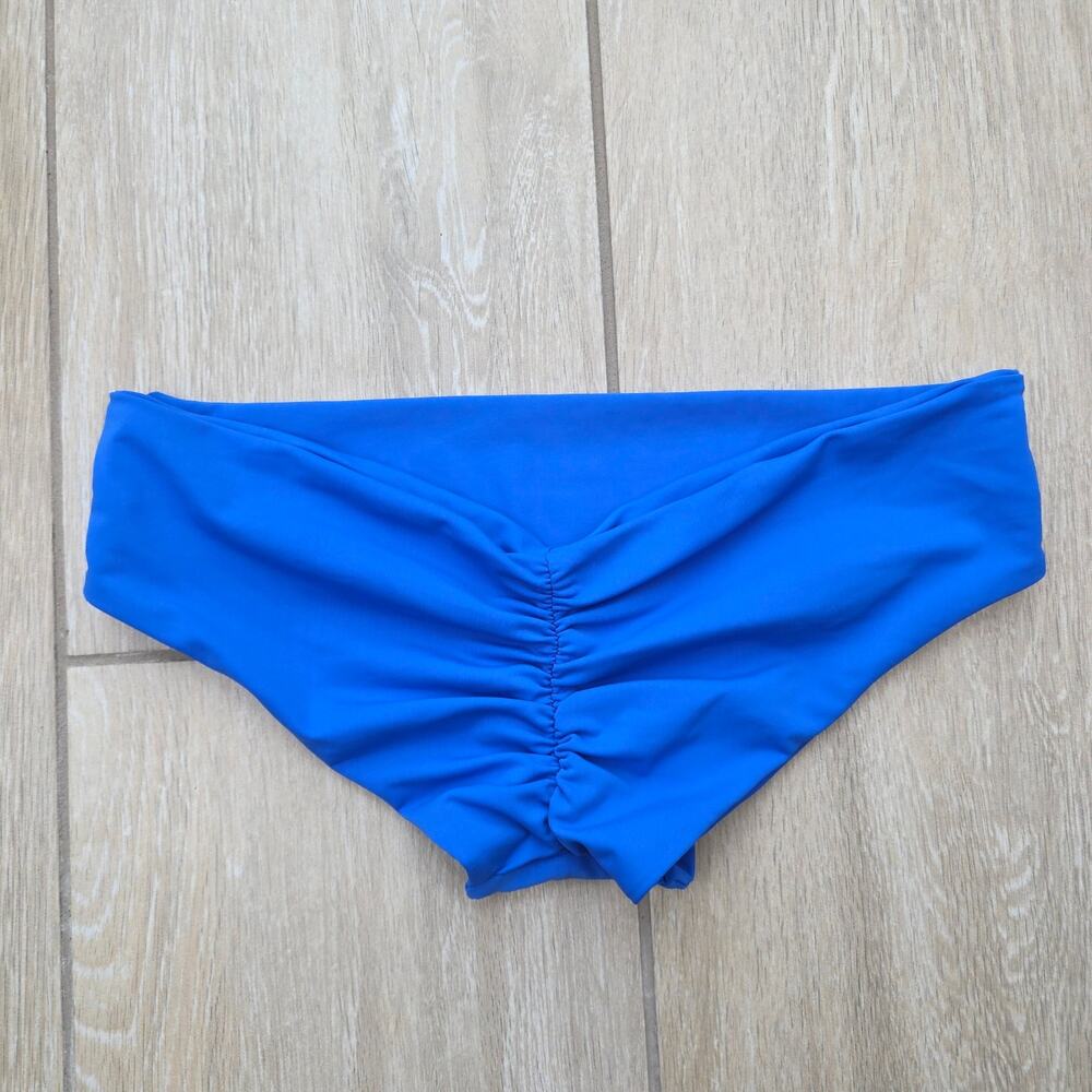 Fused Hawaii Bikini Bottom Womens Small Blue Scrunch Ruched Cheeky Swim